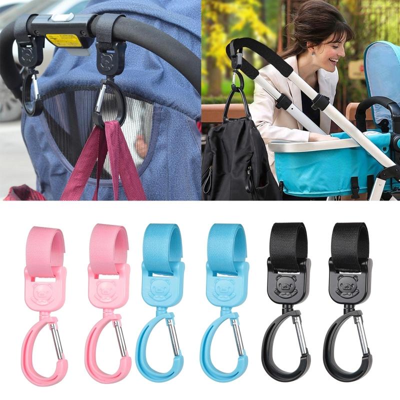2 Pcs Stroller Hooks 360 Rotate Hooks Convenient Stroller Accessory for