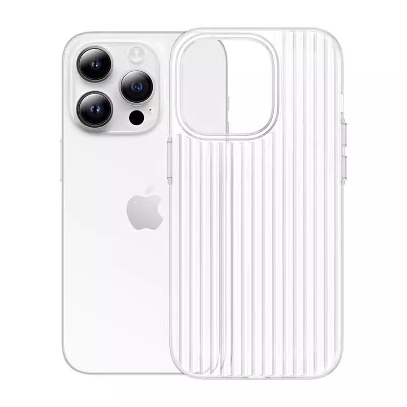 Frosted TPU Soft Shell for iPhone 16 Pro/17: Corrugated Ice Mist Full Coverage Transparent Case
