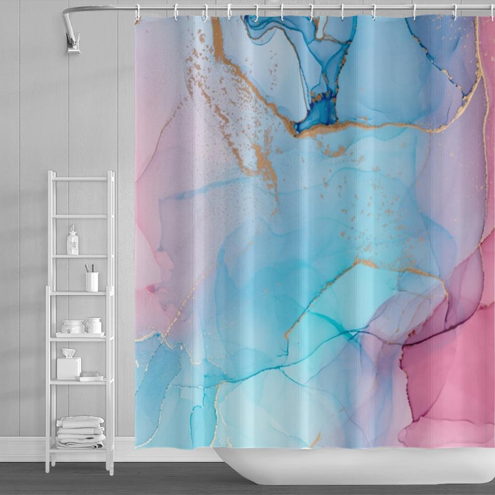 Мраморные занавески для душа с 3D принтом для ванной комнаты, мраморные занавески для ванной с золотыми прожилками, водостойкий чехол для купания из полиэстера с крючками
