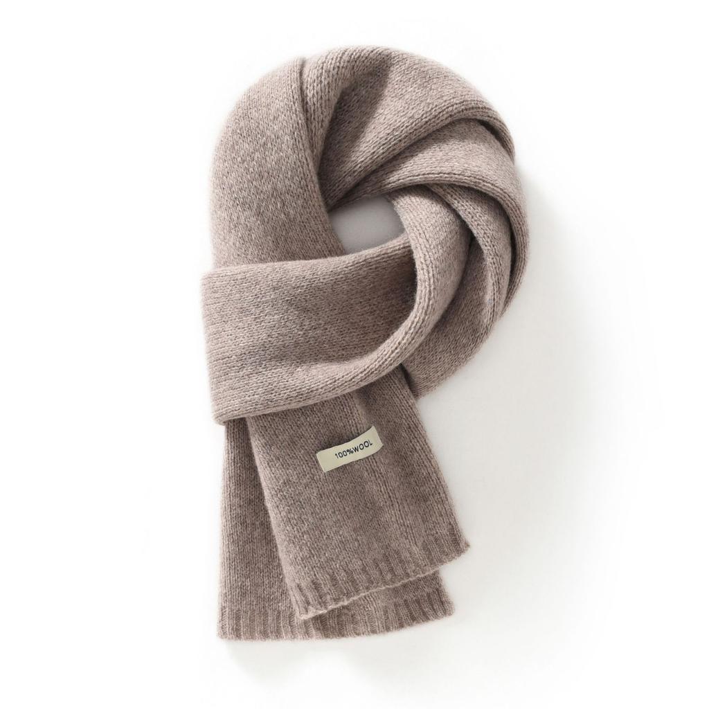 Australian 100% Wool Scarf New Solid Color Winter Warm Knit Neck Warmer For Men And Women Cashmere Scarves