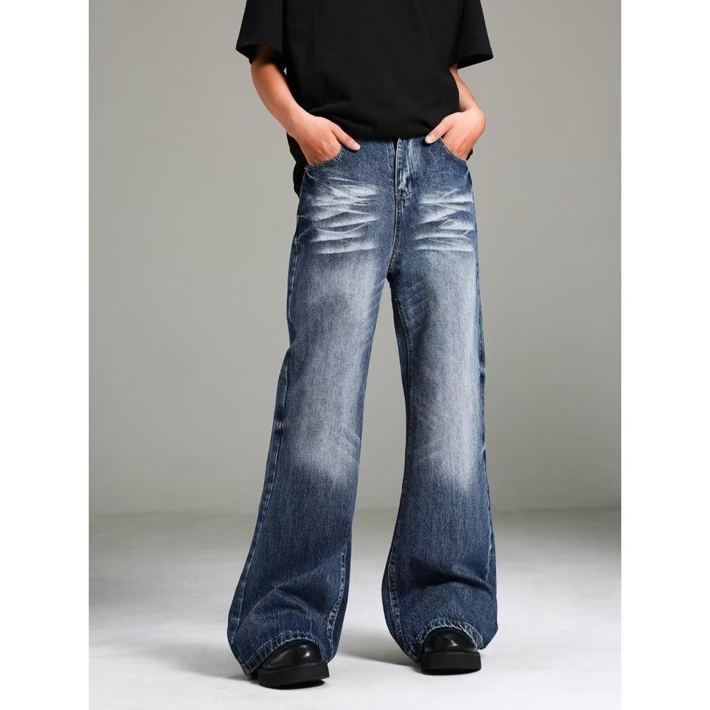 Trendy Brand Micro-pull Jeans Men's Wash Versatile Casual Straight Student Teenager Retro Mopping Long Pants