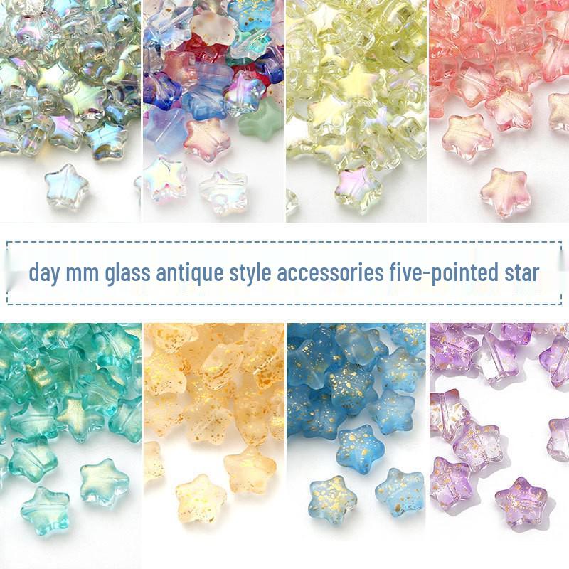 10-Piece Pentagram & Heart-Shaped Beads Set for DIY Necklaces & Bracelets