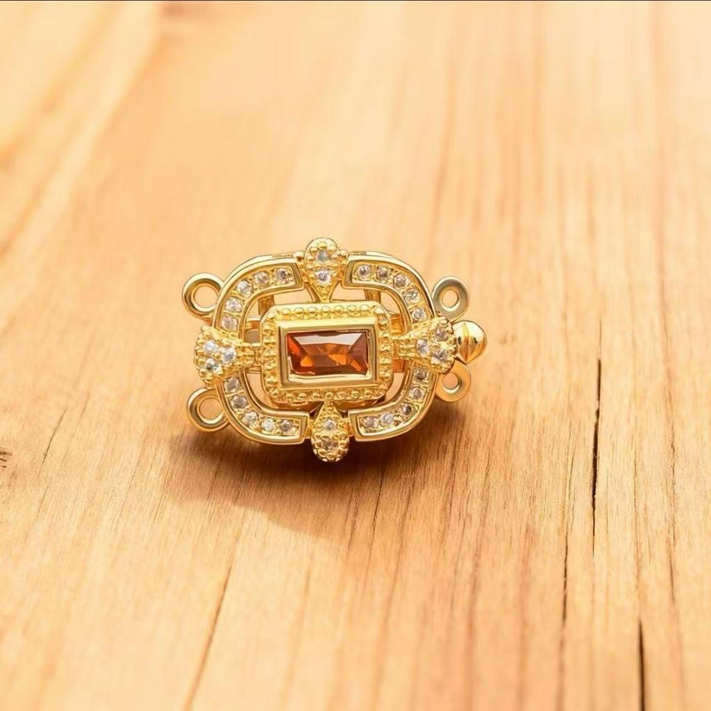 18k Gold-Plated Silver and Zircon Double-Row Necklace Bracelet with Rectangle Clasp