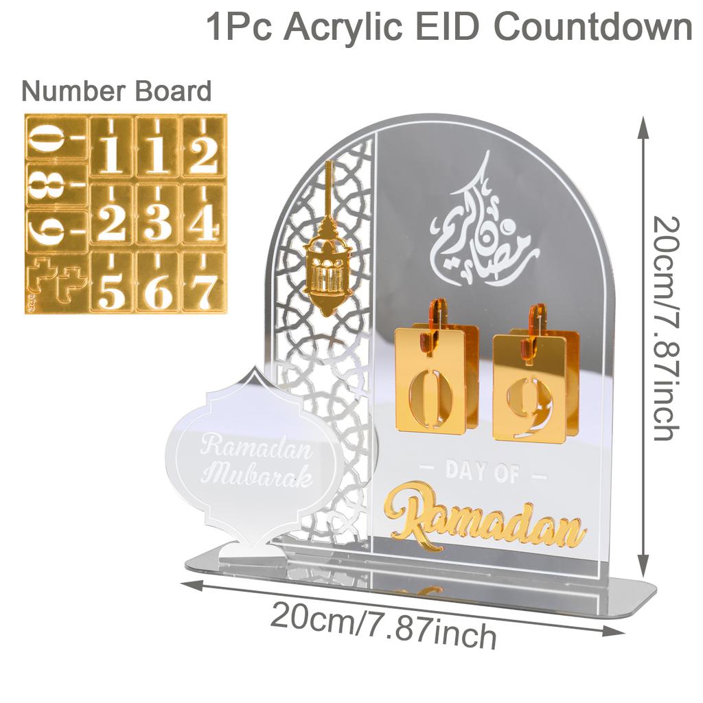 2024 Ramadan Countdown-Kalender Eid Mubarak Ornament Acryl Ramadan Kalender Muslim Party Dekoration Handwerk Eid Al-Adha Ornament