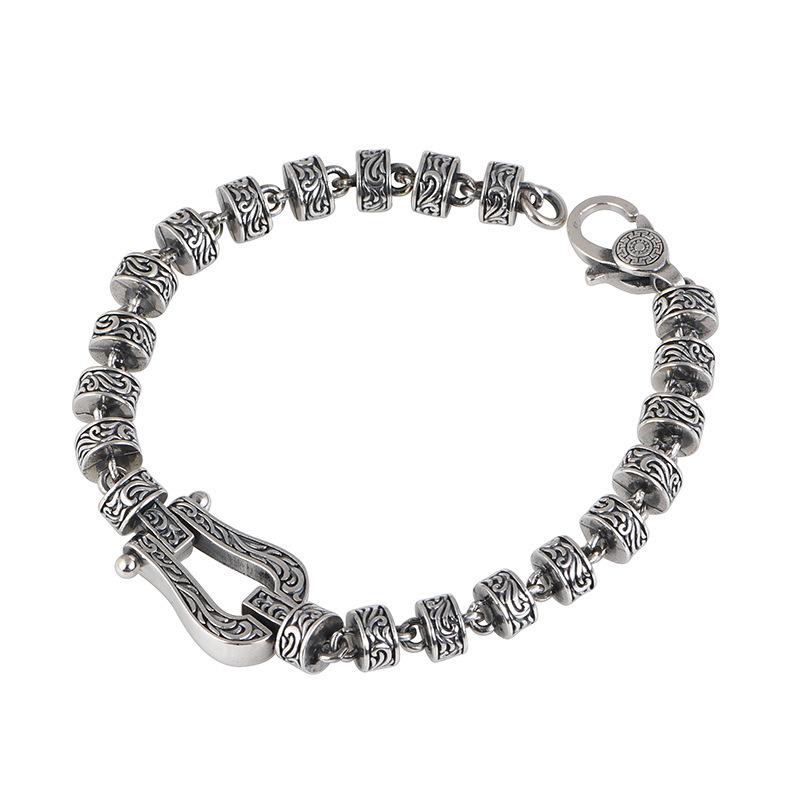 Vintage Distressed Silver Plated Belt Buckle Bangle - Unisex Minimalist Design