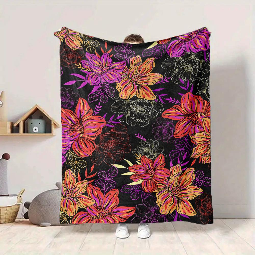 1pc Floral Pattern Blanket Warm, Cozy, And Soft, Suitable for Sofas, Beds, Cars, And Office Use.Perfect for Camping And Travel, Making It a Great Gift