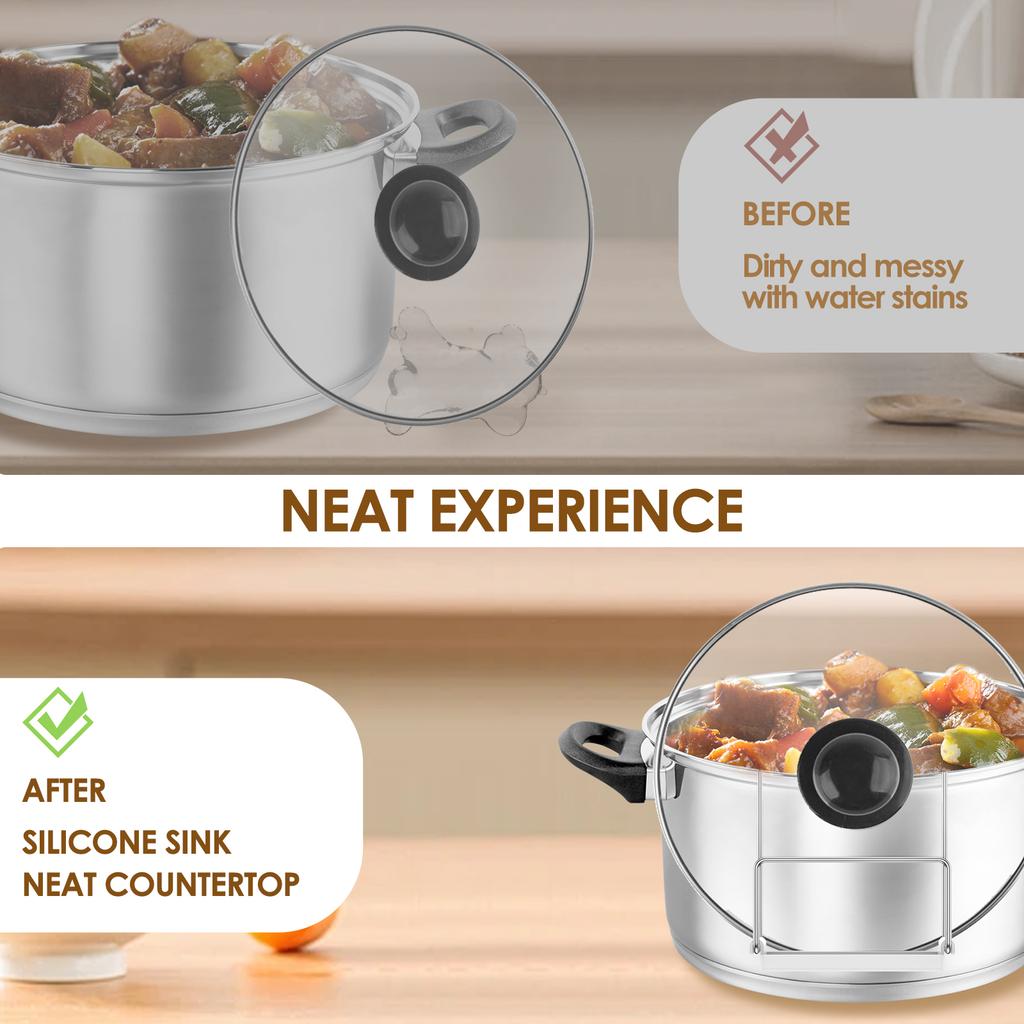 2 Pcs Slow Cooker Lid Holder Kitchen Crock Pot Lid Holder Hand Free Pot Lid Organizer Stainless Pot Lid Rack with Silicone Sink