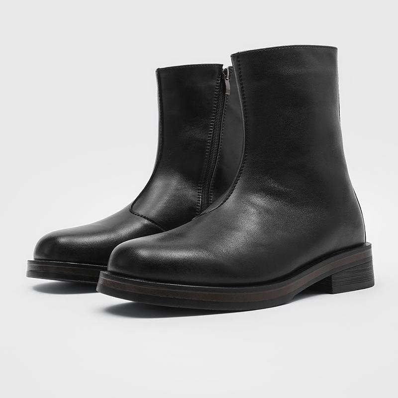 Fashion Genuine Leather Men's Chelsea Boots Fashion Comfortable High Top Footwear Classic Business Shoes Simple Comfy Ankle Boots Botas