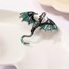 Retro Oil Dripping Flying Dragon Brooch Rhinestone Inlaid Enamel Brooches Pin