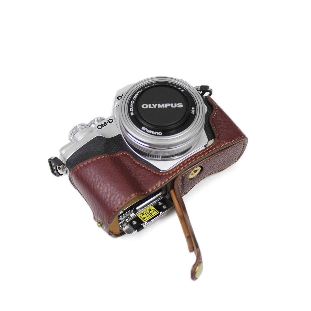 kinokoo OLYMPUS E-M10 Mark IV Half Case, Genuine Leather (Coffee)