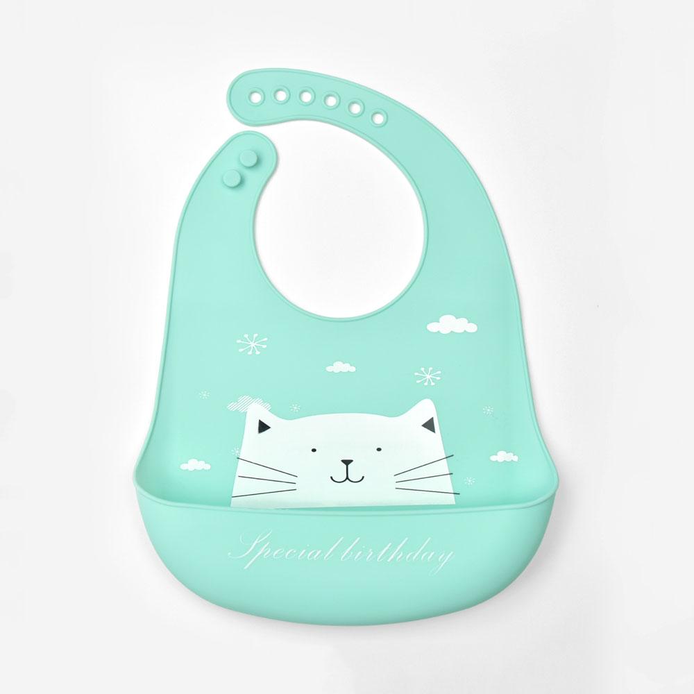 Silicone World 1PC Waterproof Bibs Baby Kids Stuff Cute Cartoon Printed Kids Bib Adjustable Soft Silicone Bib Baby Feeding Stuff