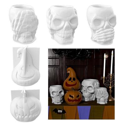 Diy Crystal Drop Glue Potted Gypsum Halloween Skull Silicone Mold Three-dimensional Pumpkin Decoration Mold