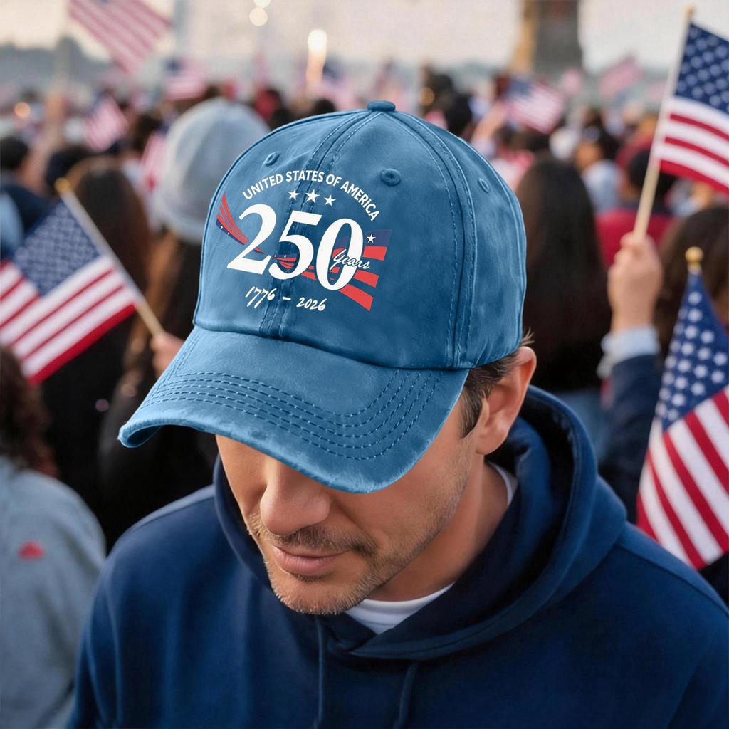 Men's and Women's Matching American 250th Anniversary Anniversary Embroidered Vintage Washed Baseball Cap