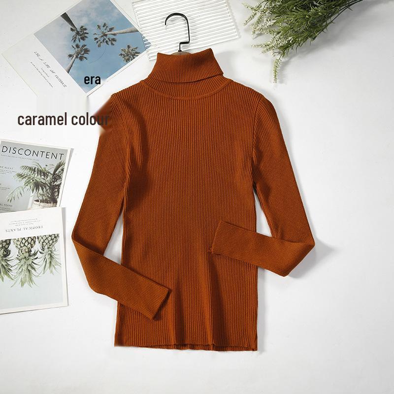 Women's Slim-Fit Knitted Turtleneck Sweater - Long-Sleeved, Solid Color, Warm for Autumn/Winter