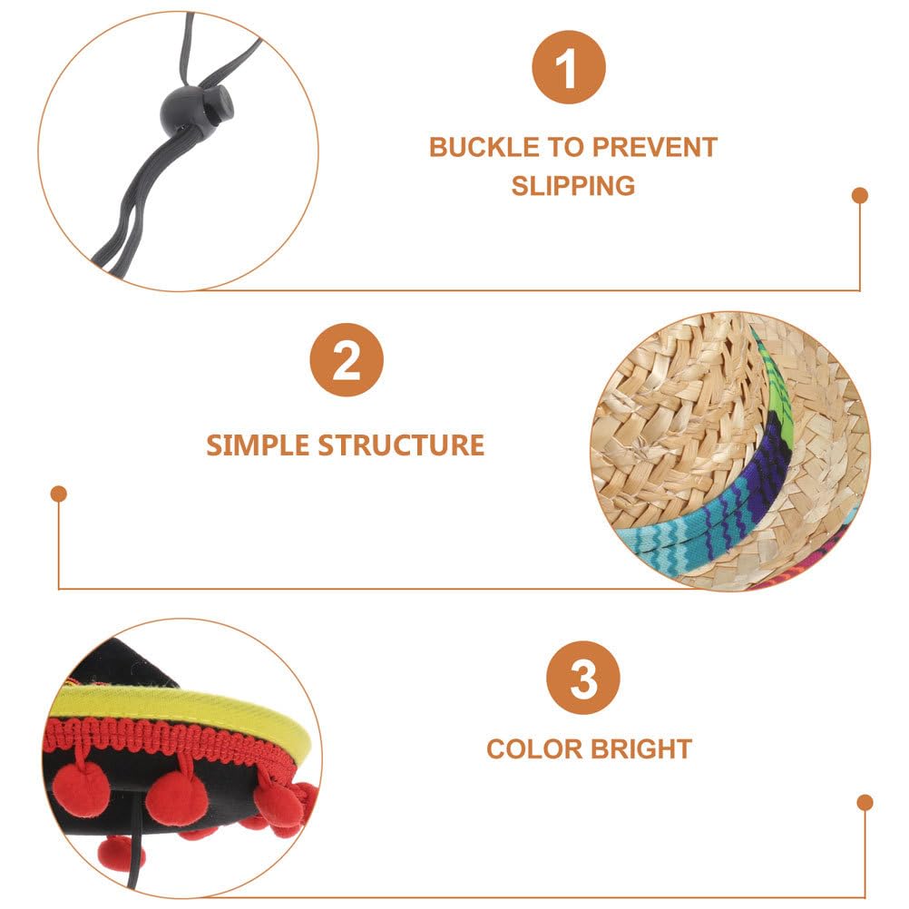 POPETPOP 3-Piece Sombrero Party Hats for Halloween Dog Costumes, Sombrero Headbands with Small Ball Hair Hoops for Pet Kitten Party Decorations