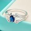 925 Sterling Silver Blue Zircon 7-10# Ring for Women Fashion Wedding Party Charm Jewelry