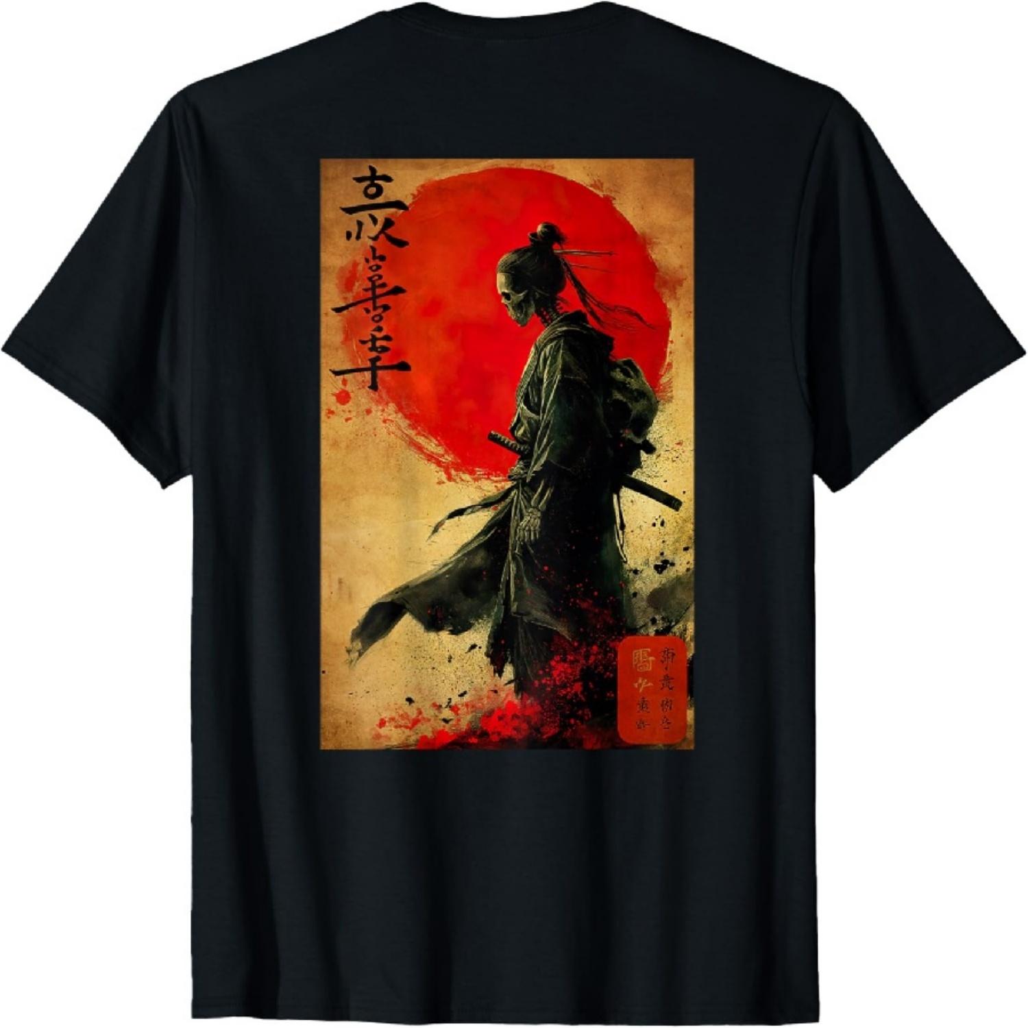 

Японская гравюра на дереве с изображением скелета самурая, Япония (НАЗАД) Футболка XXXXXL чёрный