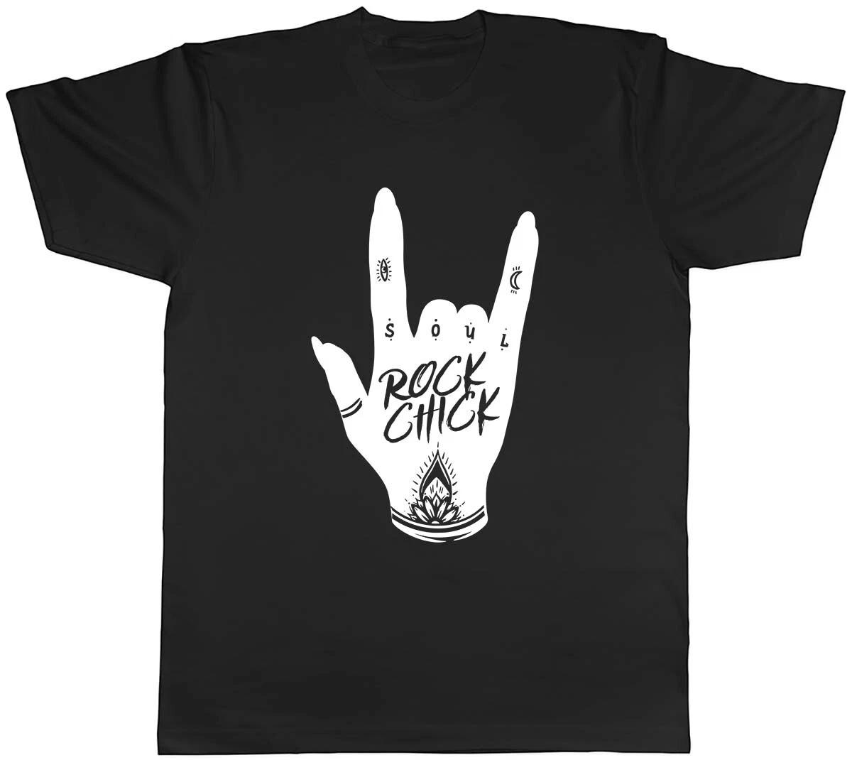 Rock Chick Hand Sign Mens Unisex T-Shirt Tee XS