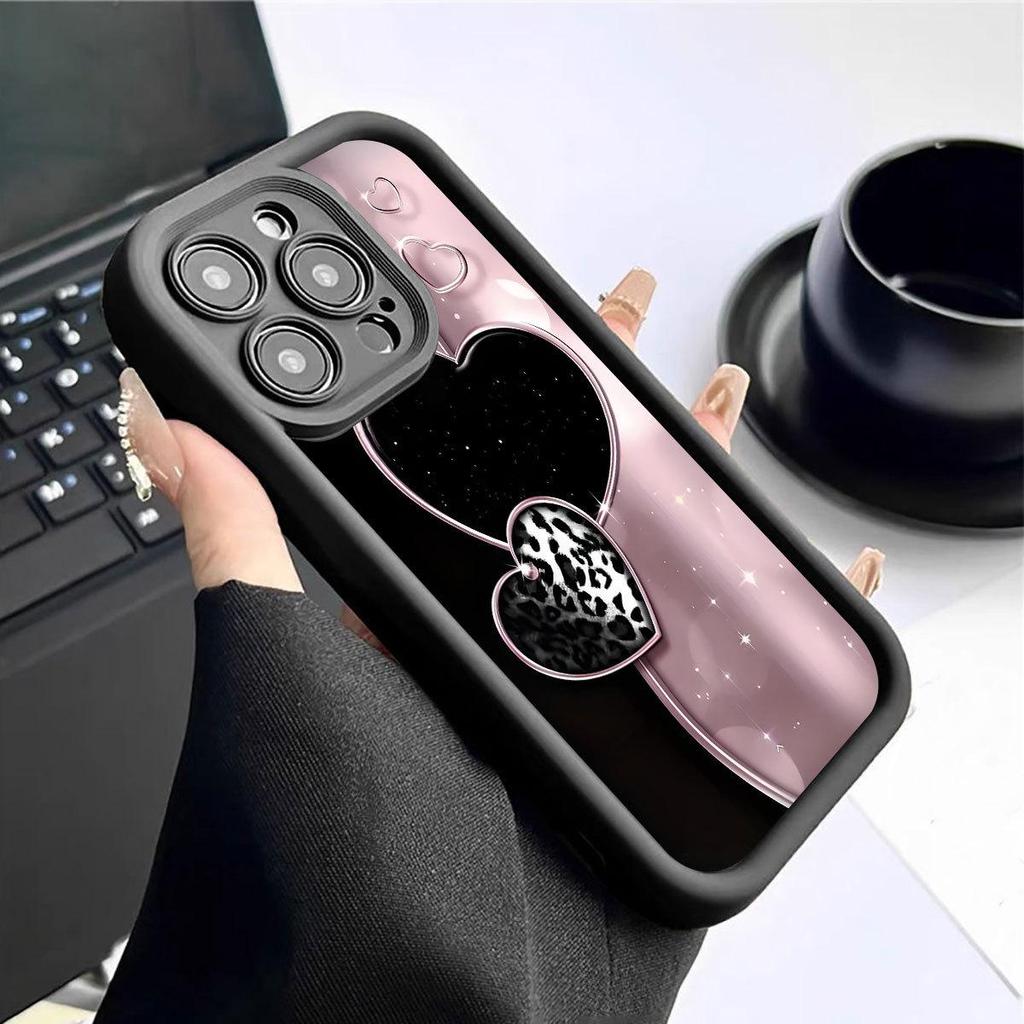 Pink & Black Heart Groove iPhone 15/16/17 Pro Max Case