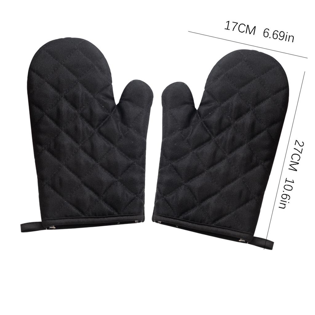 Household Solid Color Thickened Oven Gloves Kitchen Baking High Temperature Microwave Oven Insulation Gloves