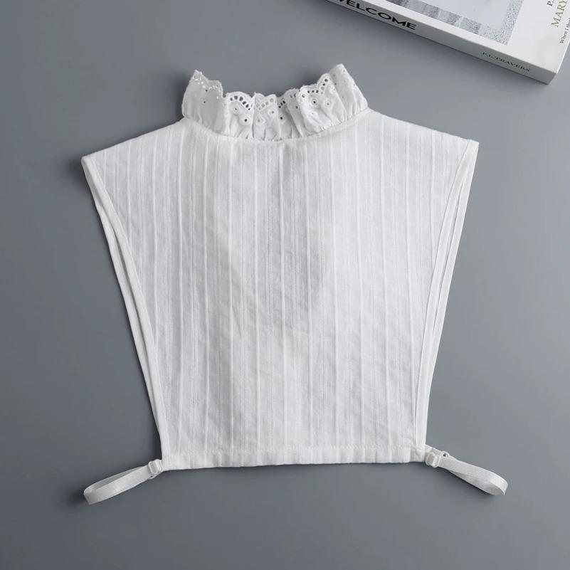 White V-neck Blouse Fake Turtleneck Collar Autumn Winter Interior Ruffle Decoration Collar Shirt Detachable False Collar Girls
