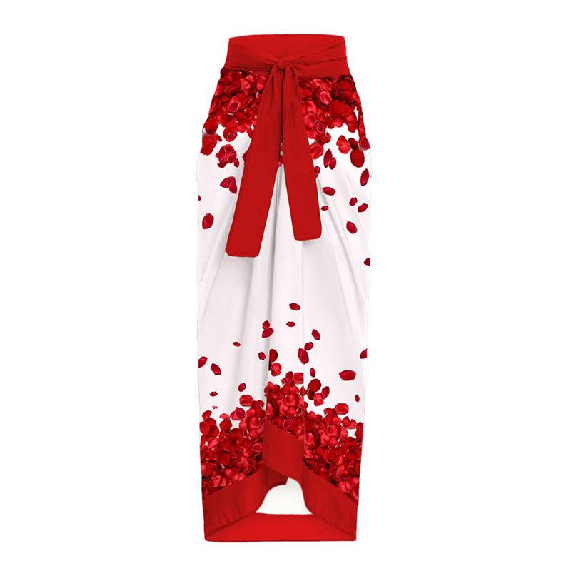 

Qiaojiayuan 2025 3D Цветочный Купальник-двойка с халтером и юбкой из шифона One Size