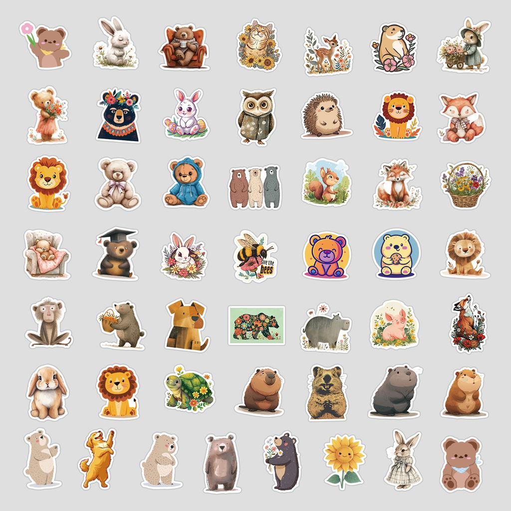 50 Pieces of Fairy Tale Animal Series Graffiti Stickers, Stationery Stickers, Water Cup Computer Waterproof Decorative Stickers