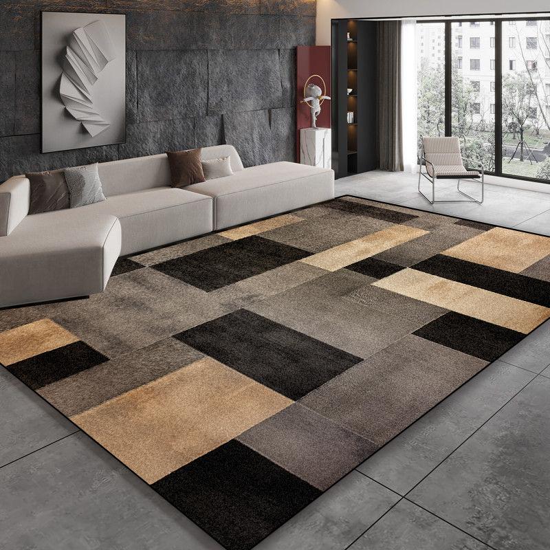 Modern Black Brown Geometry Carpet Living Room Decor Bedroom Bedside Soft Floor Mat Home Sofa Non-slip Large Rugs Customizable