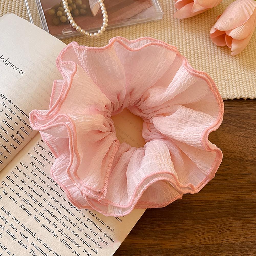 Romantic Ruffles Hair Scrunchies for Women Girls Oversized Hair Ties French Elastic Hair Bands Ponytail Holder Hair Accessories