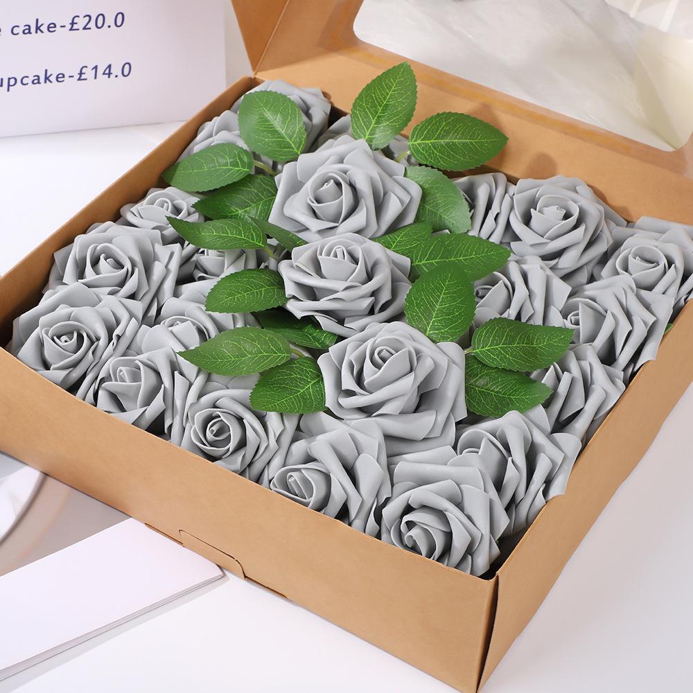 8cm Foam Rose Artificial Flower with Stem for Weddings and Valentine's Day