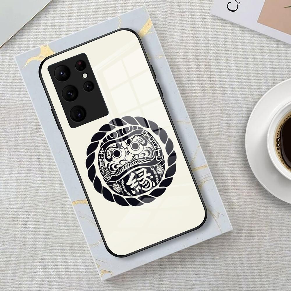 Daruma Phone Case For Samsung S25 Edge Ultra 23 22 21 20 Ultra Plus S24 Fe A54 53 25 Glass Cover