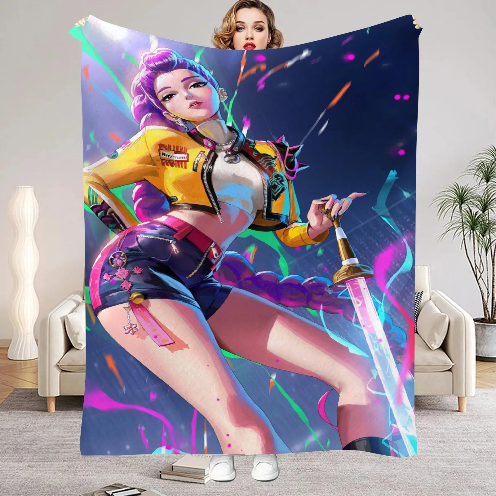 

kpop Мисливці на демонів Huntrix Пледи Якісні М які Теплі Пледи Зимові Дитячі Диван Ліжко Пухнасті Покривала 70x100cm білий