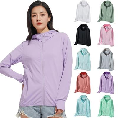 Women's Rash Guard, Long Sleeve Hoodie, UV Protection, UPF 50, for Beach, Cycling, and Hiking