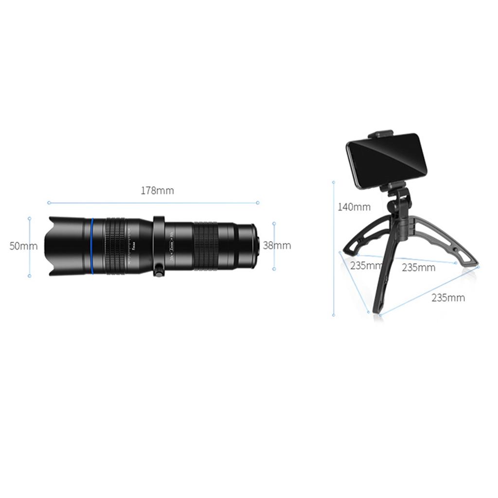 Metal HD 20 40X Zoom Single Tube Telescope External Dual Adjustment Monocular Phone Telephoto Lens with Tripod