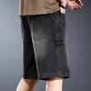 High-end American heavy men's denim shorts summer washed loose straight retro five-point medium pants men