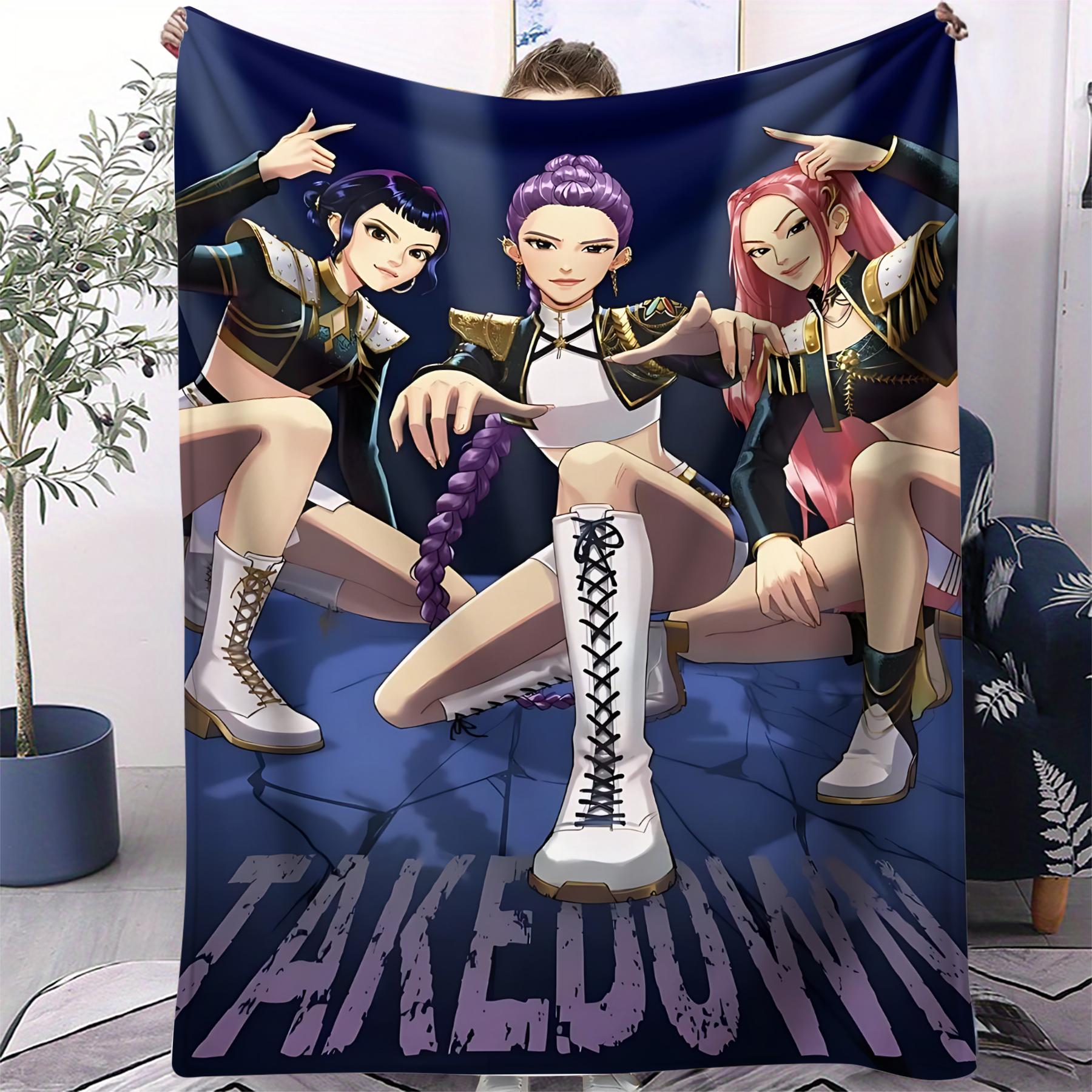 

K-Pop-Demon-Hunters Fashion Blanket Hot Anime Flannel Fashion Blanket Fan Gift Suitable for Home Leisure Camping Travel Multifunctional Fash 100x150cm