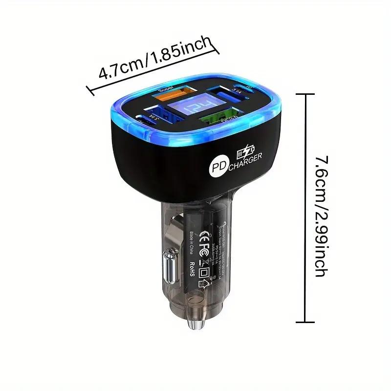 100 W 6 Ports Autoladegerät 4 USB + 2 PD Schnellladung QC3.0 USB C Autotelefonladegerät Typ C Adapter im Auto für iPhone Samsung Huawei Xiaomi