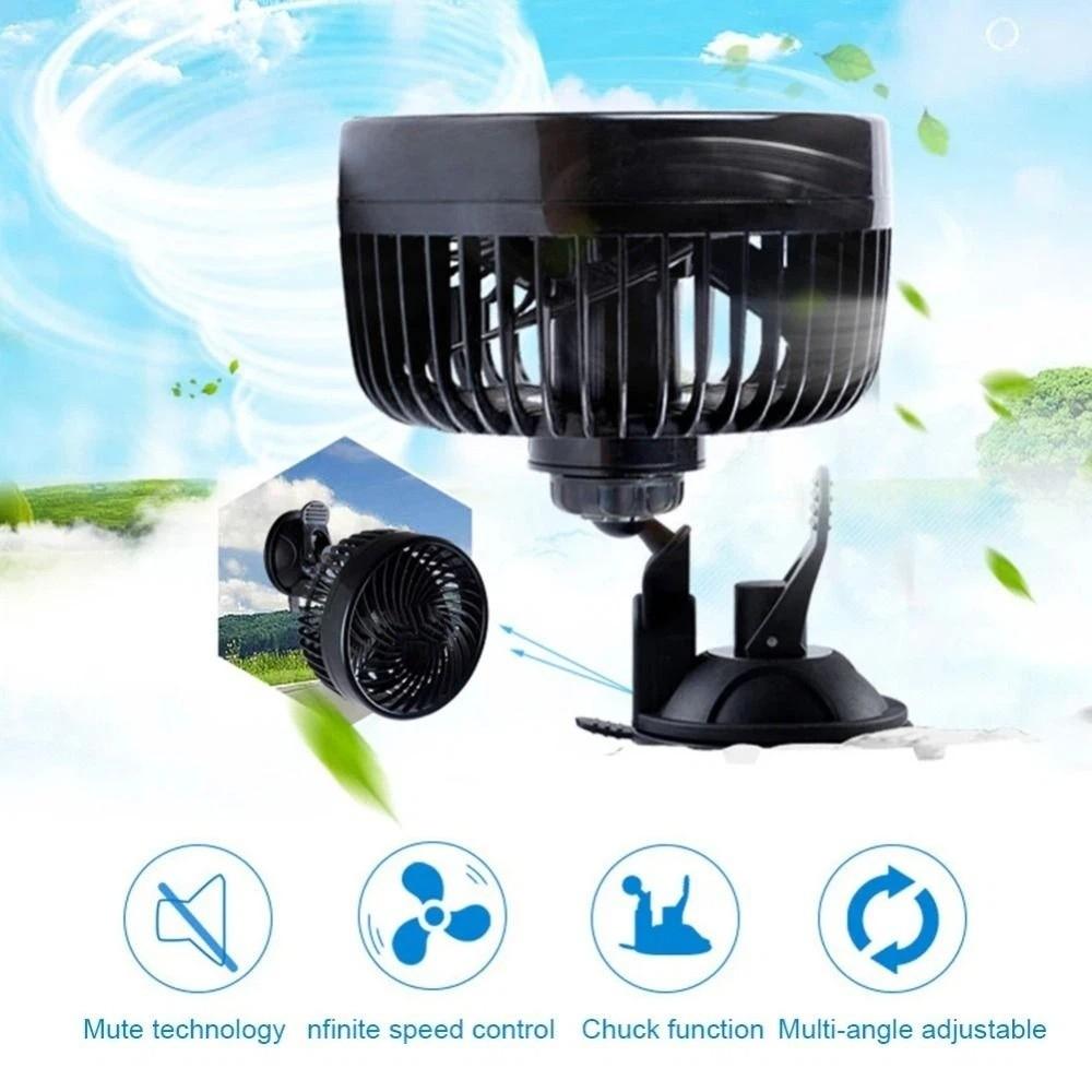 Quiet Operation Dual-Head Car Fan Multi-Angle Adjustable Electric Fan  Driving Environment
