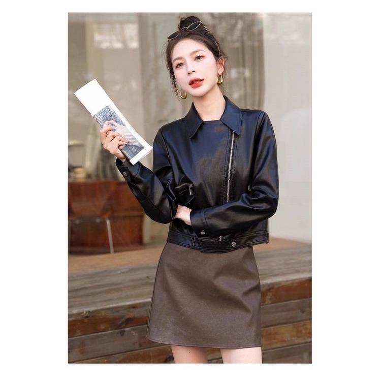 European Style Fashionable Women's Short PU Jacket for Autumn