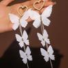 Super Fairy Fabric Butterfly Earrings Female Long Tassel Earrings Show Thin Temperament Versatile Earrings Korean New Trend