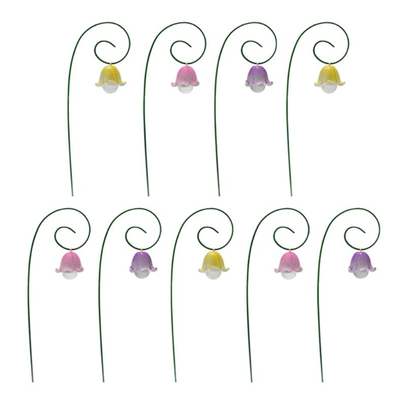 Beautifully Crafted Flower 9Pieces Quality Resin Orchids Garden Stakes Decorations for Indoor Outdoor Decoration