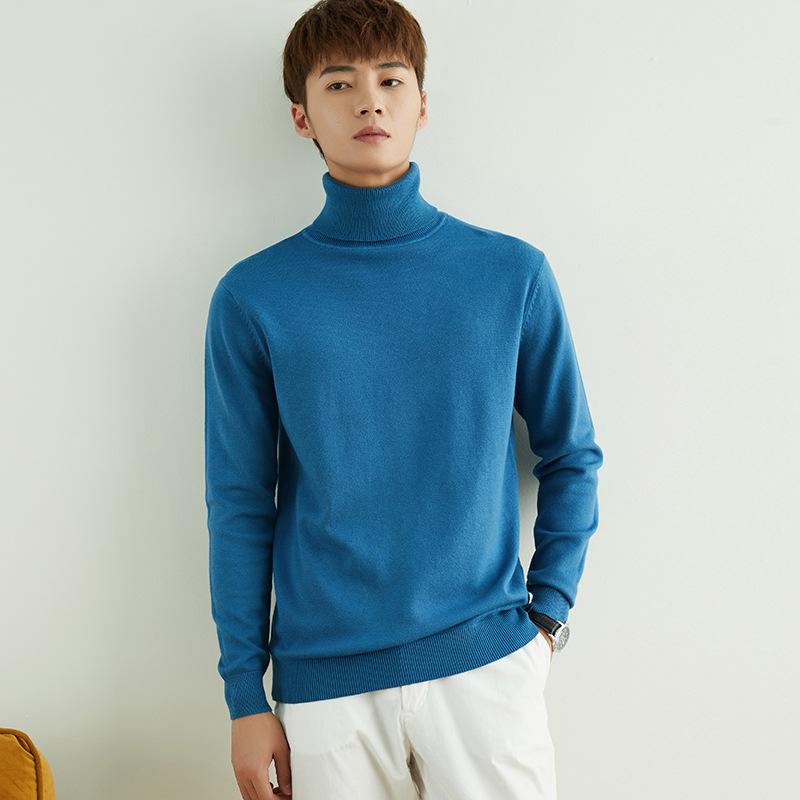 Solid Color Men's Sweater Men's Warm High Lapel Slim Big Yards Hedging Long-sleeved Knit Sweater High-neck Winter Sweater Popular