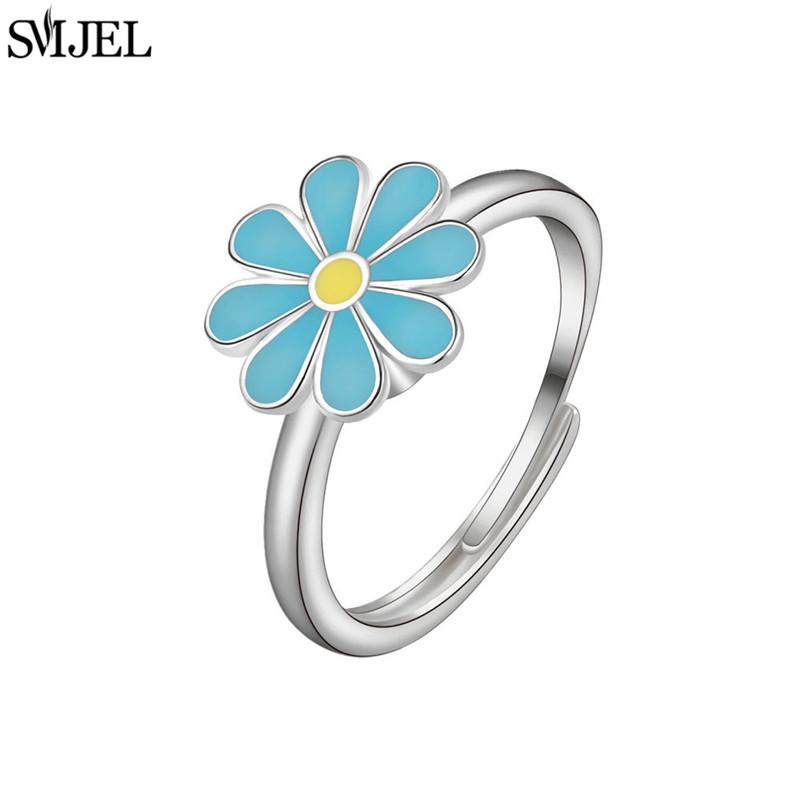Etnisk Mote Tusenfryd Blomst Angstring Justerbar Dame Jenter Bekymring Stresslindring Smykker Spinnende Fidget-ringer Festgaver