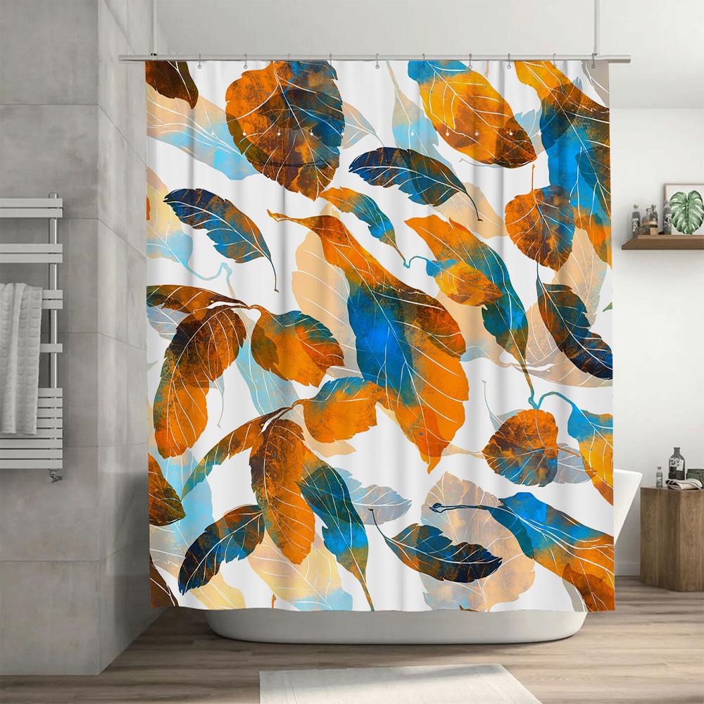 Creative artistic shower curtain waterproof and mildew-proof Shower curtain modern simple leaf pattern design Bathroom curtain