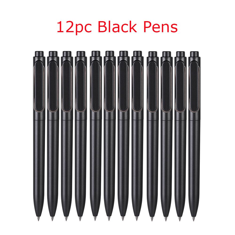 12pcs/lot Deli A12 Gel Pen 0.5MM Black Ink Sign Pen Push Bullet Pens for Office School Meeting Student Exam Stationery