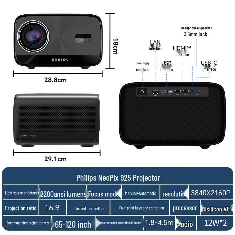 Philips NeoPix 925 4K UHD Smart Projector (CN Version)