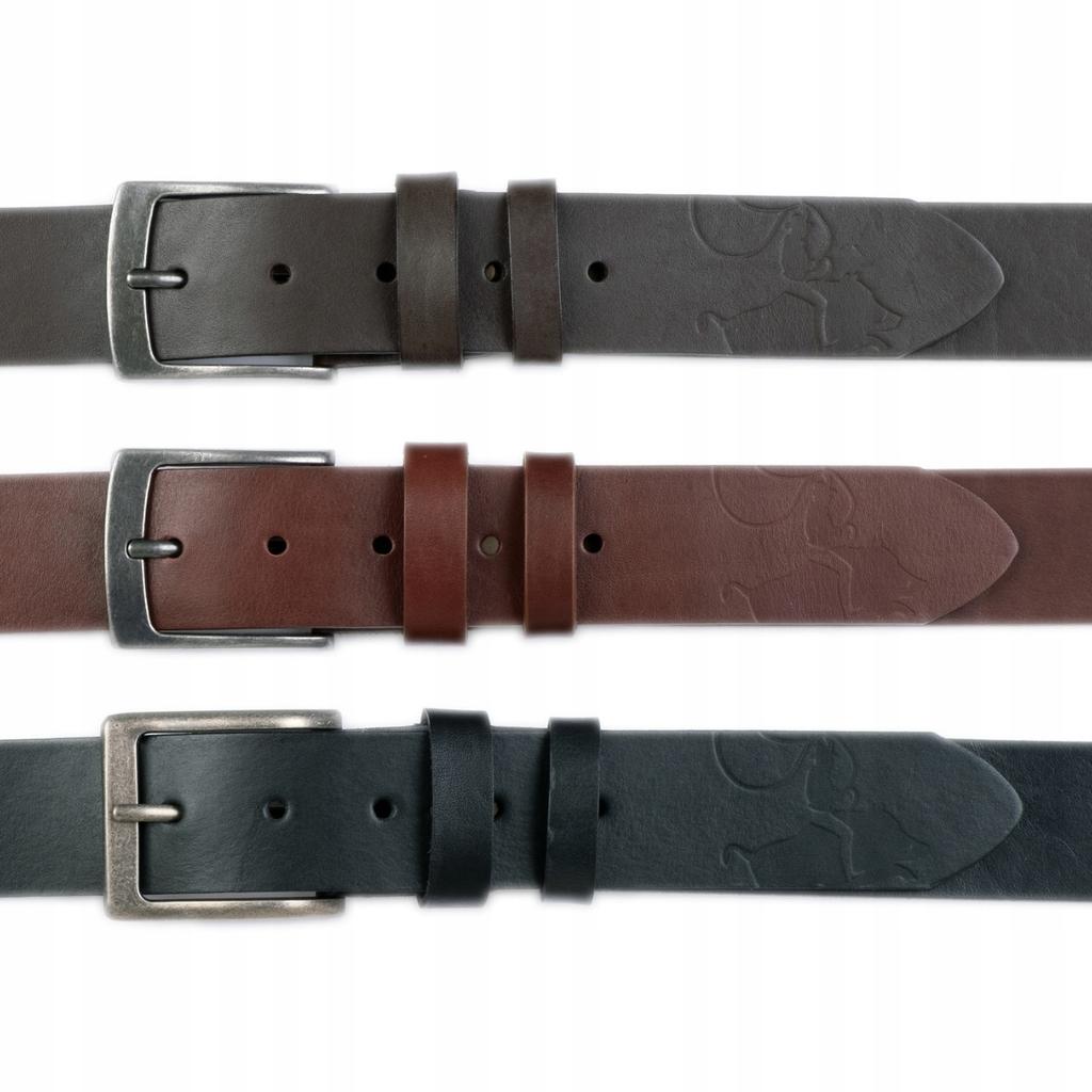 Wild DźINS men's leather belt black genuine grain leather Size 125 cm