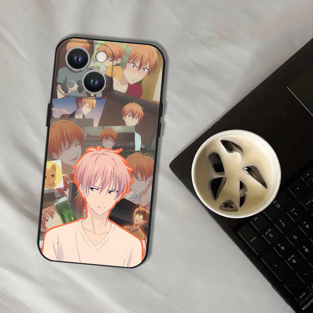 Anime Fruit Basket Phone Case For iPhone 17,16,15,14,13,12,11,Pro,XS,Max,XR,Plus,E,SE4,Mini Black Soft Cover