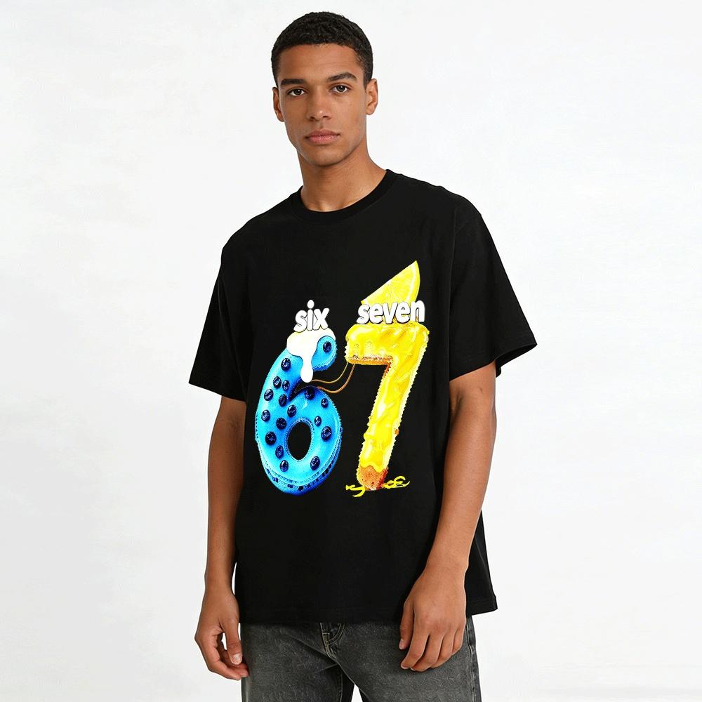 Sweet Dessert Number 67 Print Tshirt Kids Casual Food Style Top Pure Cotton T-shirt