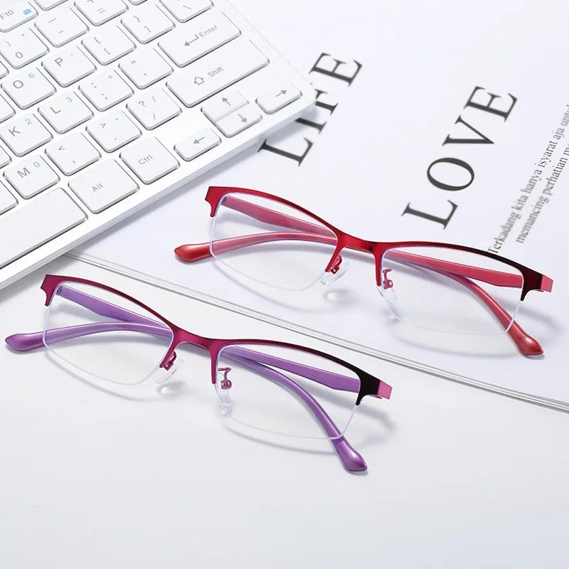 Male and Women Myopia Classification Metal Half Frame Anteojos Miopes 1.0 1.5 2.0 2.5 To 4.0 Simple Business Office Style